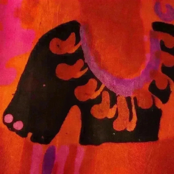 Vintage 1960'S Gumps San Francisco Gibson Bayh Silk Tribal Empire Waist Maxi M/L - Picture 7 of 13